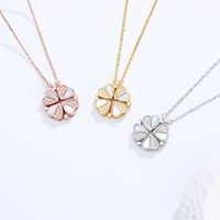 Sweet Flower Sterling Silver Plating Rhinestones Pendant Necklace 1 Piece main image 2