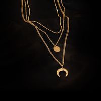 Fashion Moon Titanium Steel Tassel Plating Chain Pendant Necklace 1 Piece main image 2