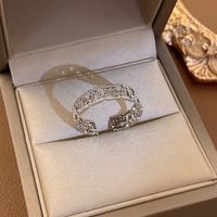 Fashion Heart Shape Flower Bow Knot Copper Zircon Open Ring In Bulk sku image 12