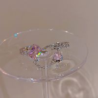 Fashion Heart Shape Flower Bow Knot Copper Zircon Open Ring In Bulk sku image 132