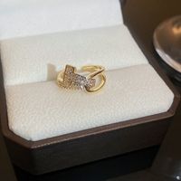 Fashion Heart Shape Flower Bow Knot Copper Zircon Open Ring In Bulk sku image 134
