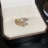 Fashion Heart Shape Flower Bow Knot Copper Zircon Open Ring In Bulk sku image 89