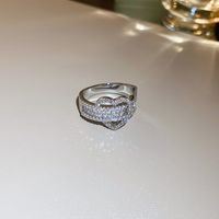 Fashion Heart Shape Flower Bow Knot Copper Zircon Open Ring In Bulk sku image 149