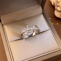Fashion Heart Shape Flower Bow Knot Copper Zircon Open Ring In Bulk sku image 45