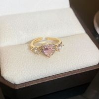 Fashion Heart Shape Flower Bow Knot Copper Zircon Open Ring In Bulk sku image 60