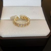 Fashion Heart Shape Flower Bow Knot Copper Zircon Open Ring In Bulk sku image 80