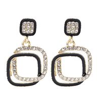 1 Pair Fashion Double Ring Alloy Enamel Plating Inlay Rhinestones Women's Drop Earrings main image 4