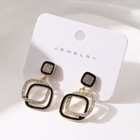 1 Pair Fashion Double Ring Alloy Enamel Plating Inlay Rhinestones Women's Drop Earrings main image 6