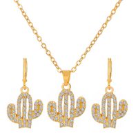 Fashion Heart Shape Butterfly Copper Gold Plated Silver Plated Inlay Zircon Necklace 1 Set sku image 16