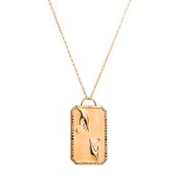 Fashion Hand Cherry Eye Stainless Steel Enamel Inlay Zircon Gold Plated Pendant Necklace main image 2