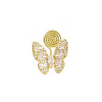 Mode Flügel Schmetterling Kupfer Überzug Künstlicher Diamant Zirkon Ohrclips 1 Stück sku image 7