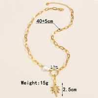 Fashion Maple Leaf Stainless Steel Plating Artificial Pearls Pendant Necklace main image 6