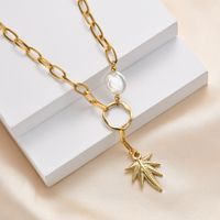 Fashion Maple Leaf Stainless Steel Plating Artificial Pearls Pendant Necklace main image 1