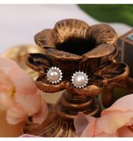 Style Simple Fleur Naturel D'eau Douce Perle Incruster Zircon Boucles D'oreilles 1 Paire sku image 2