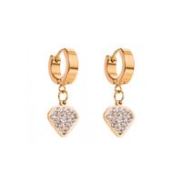 Fashion U Shape Heart Shape Titanium Steel Plating Diamond Rhinestones Hoop Earrings Drop Earrings 1 Pair main image 2