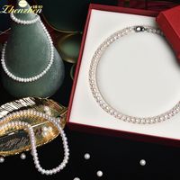 Chinoiserie Round Pearl Beaded Necklace 1 Set main image 1