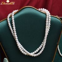 Chinoiserie Round Pearl Beaded Necklace 1 Set main image 2