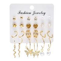 1 Set Fashion Heart Shape Butterfly Alloy Plating Artificial Pearls Women's Earrings sku image 10