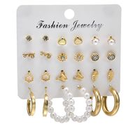 1 Set Fashion Heart Shape Butterfly Alloy Plating Artificial Pearls Women's Earrings sku image 21