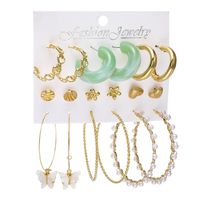 1 Set Fashion Heart Shape Butterfly Alloy Plating Artificial Pearls Women's Earrings sku image 18