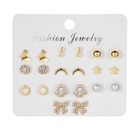 1 Set Fashion Heart Shape Butterfly Alloy Plating Artificial Pearls Women's Earrings sku image 1