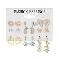 1 Set Fashion Heart Shape Butterfly Alloy Plating Artificial Pearls Women's Earrings sku image 2