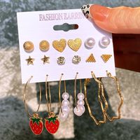 1 Set Fashion Heart Shape Butterfly Alloy Plating Artificial Pearls Women's Earrings sku image 7