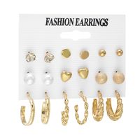 1 Set Fashion Heart Shape Butterfly Alloy Plating Artificial Pearls Women's Earrings sku image 3