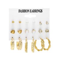 1 Set Fashion Heart Shape Butterfly Alloy Plating Artificial Pearls Women's Earrings sku image 4