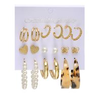 1 Set Fashion Heart Shape Butterfly Alloy Plating Artificial Pearls Women's Earrings sku image 14