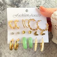 1 Set Fashion Heart Shape Butterfly Alloy Plating Artificial Pearls Women's Earrings sku image 15