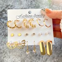 1 Set Fashion Heart Shape Butterfly Alloy Plating Artificial Pearls Women's Earrings sku image 20