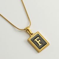 Simple Style Letter Stainless Steel Titanium Steel Enamel Chain Pendant Necklace 1 Piece sku image 6