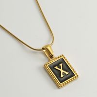 Simple Style Letter Stainless Steel Titanium Steel Enamel Chain Pendant Necklace 1 Piece sku image 24