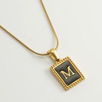 Simple Style Letter Stainless Steel Titanium Steel Enamel Chain Pendant Necklace 1 Piece sku image 13