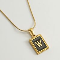 Simple Style Letter Stainless Steel Titanium Steel Enamel Chain Pendant Necklace 1 Piece sku image 23