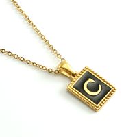 Simple Style Letter Stainless Steel Titanium Steel Enamel Pendant Necklace 1 Piece sku image 3