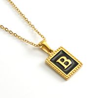 Simple Style Letter Stainless Steel Titanium Steel Enamel Pendant Necklace 1 Piece sku image 2