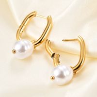 1 Pair Fashion Solid Color Plating Stainless Steel Gold Plated Hoop Earrings main image 3