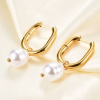 1 Pair Fashion Solid Color Plating Stainless Steel Gold Plated Hoop Earrings sku image 2