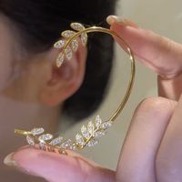 Fashion Leaf Alloy Plating Artificial Gemstones Women's Ear Clips main image 1