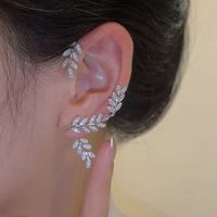 Fashion Leaf Alloy Plating Artificial Gemstones Women's Ear Clips sku image 3