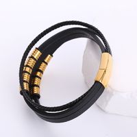 Hip-hop Geometric Stainless Steel Pu Leather Braid Men's Bracelets main image 4