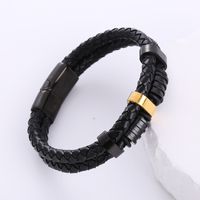 Hip Hop Géométrique Acier Inoxydable Faux Cuir Tresser Hommes Bracelets sku image 3