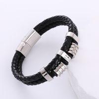 Hip Hop Géométrique Acier Inoxydable Faux Cuir Tresser Hommes Bracelets sku image 1