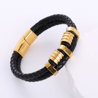 Hip Hop Géométrique Acier Inoxydable Faux Cuir Tresser Hommes Bracelets main image 2