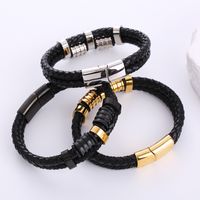 Hip Hop Géométrique Acier Inoxydable Faux Cuir Tresser Hommes Bracelets main image 6