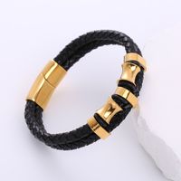 Hip Hop Geométrico Acero Inoxidable Cuero Sintético Trenza Hombres Pulsera main image 3