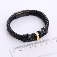 Hip Hop Geométrico Acero Inoxidable Cuero Sintético Trenza Hombres Pulsera main image 4