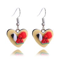 1 Par Dulce Forma De Corazón Arcilla Suave Enchapado Mujeres Pendientes De Gota sku image 1